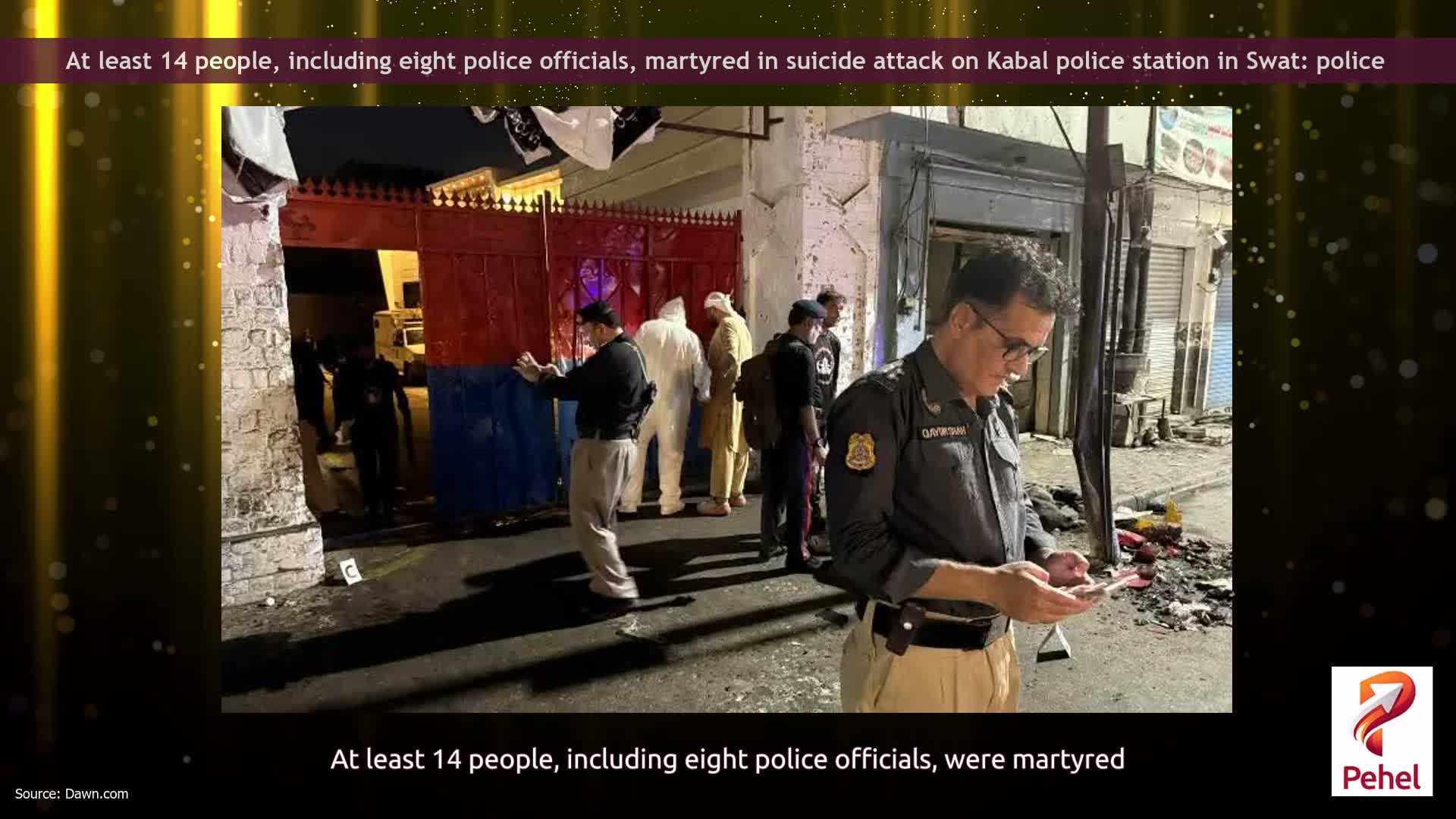 At least 14 people, including eight police officials, martyred in suicide attack on Kabal police station in Swat: police