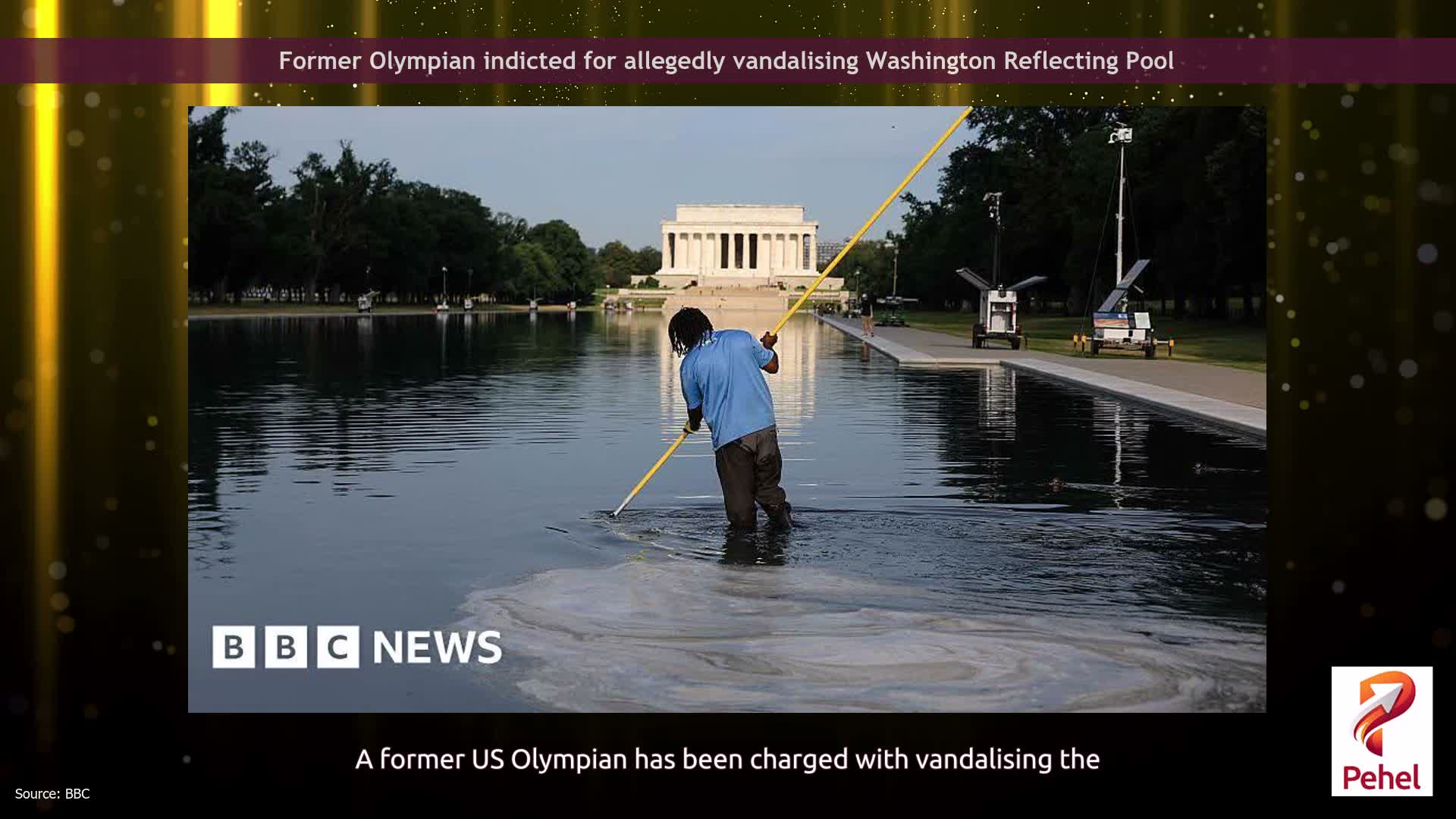 Former Olympian indicted for allegedly vandalising Washington Reflecting Pool