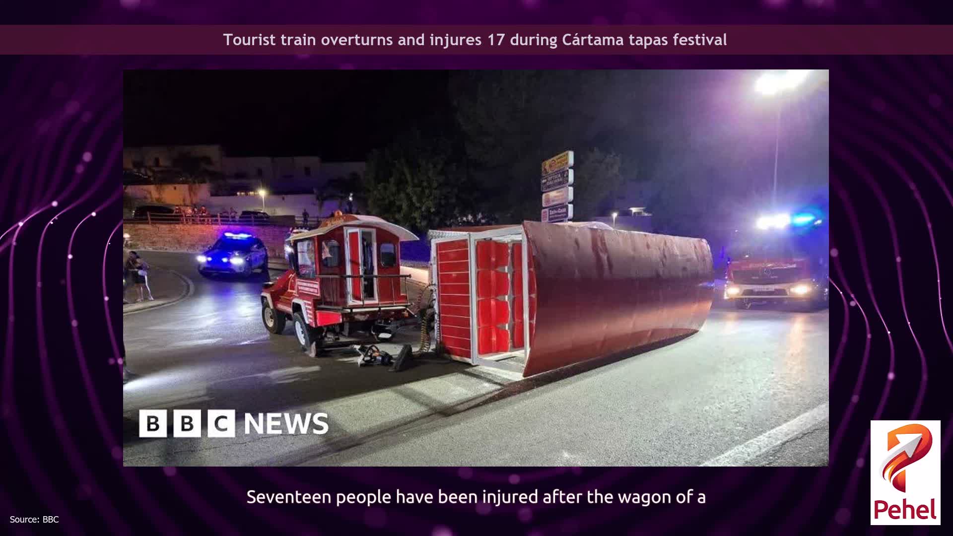 Tourist train overturns and injures 17 during Cártama tapas festival