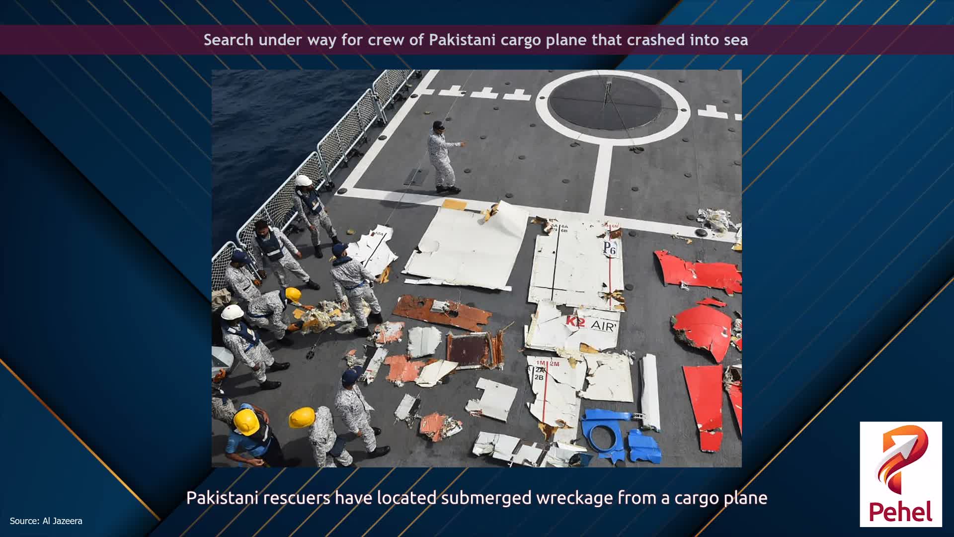 Search under way for crew of Pakistani cargo plane that crashed into sea
