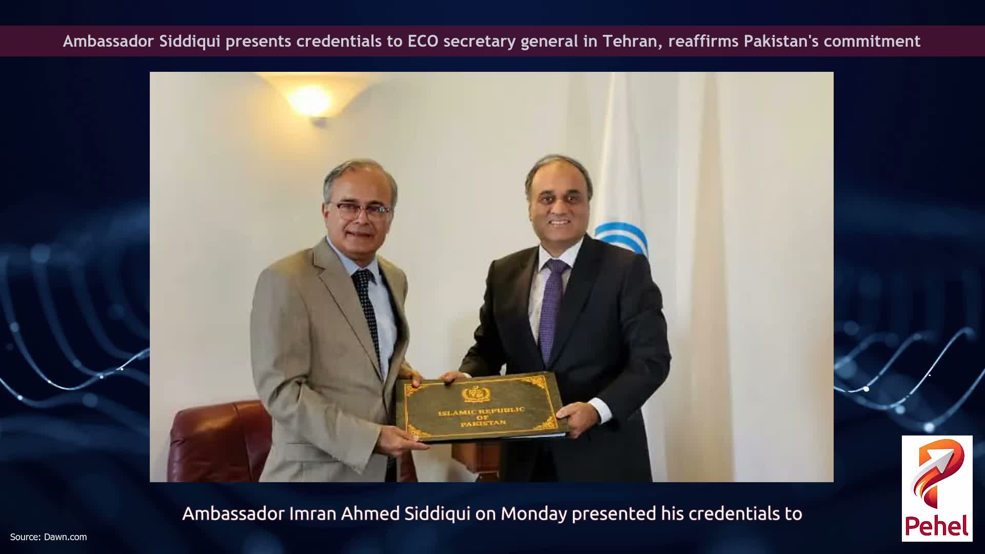 Ambassador Siddiqui presents credentials to ECO secretary general in Tehran, reaffirms Pakistan's commitment