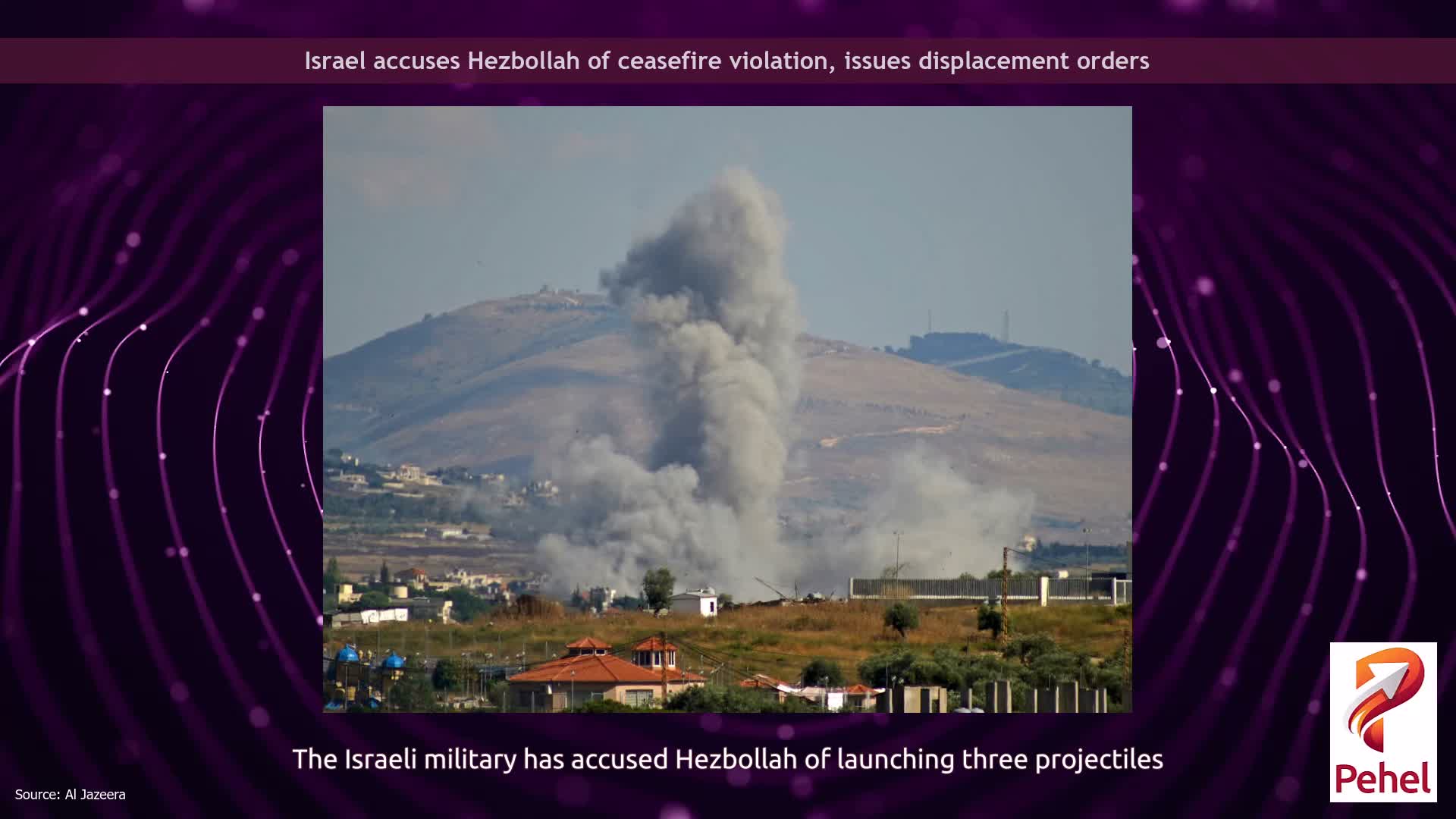Israel accuses Hezbollah of ceasefire violation, issues displacement orders