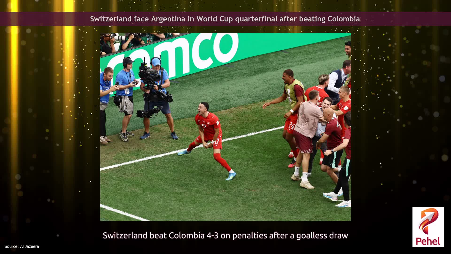 Switzerland face Argentina in World Cup quarterfinal after beating Colombia