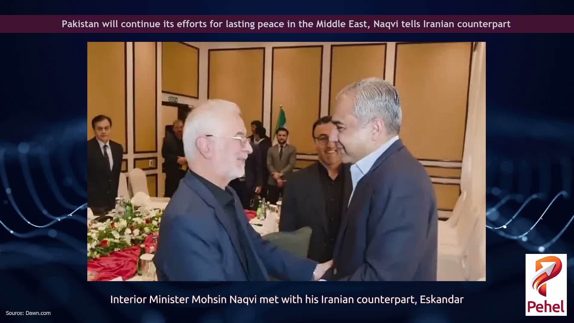 Pakistan will continue its efforts for lasting peace in the Middle East, Naqvi tells Iranian counterpart