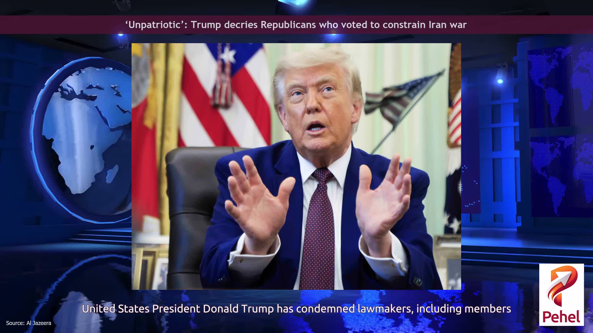 ‘Unpatriotic’: Trump decries Republicans who voted to constrain Iran war