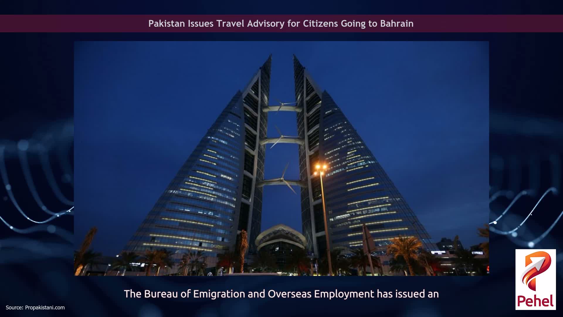 Pakistan Issues Travel Advisory for Citizens Going to Bahrain