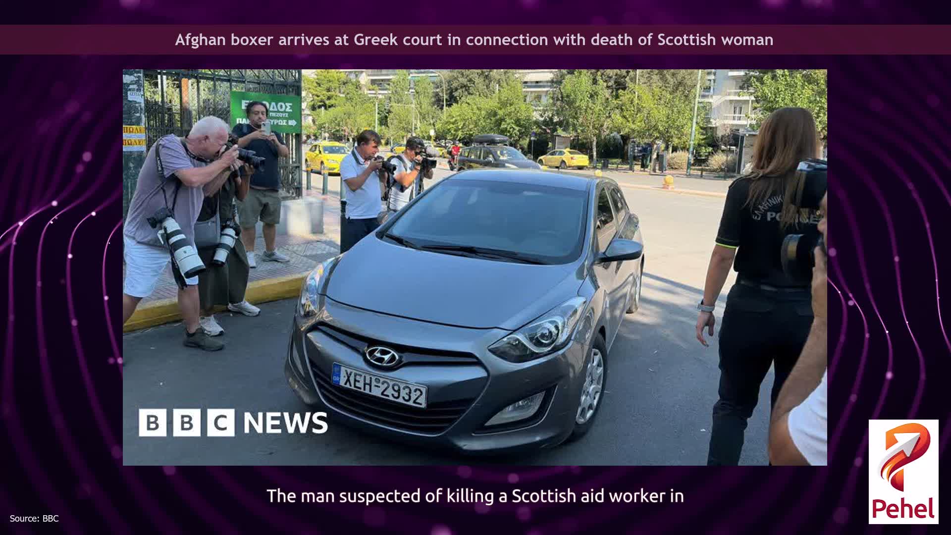 Afghan boxer arrives at Greek court in connection with death of Scottish woman