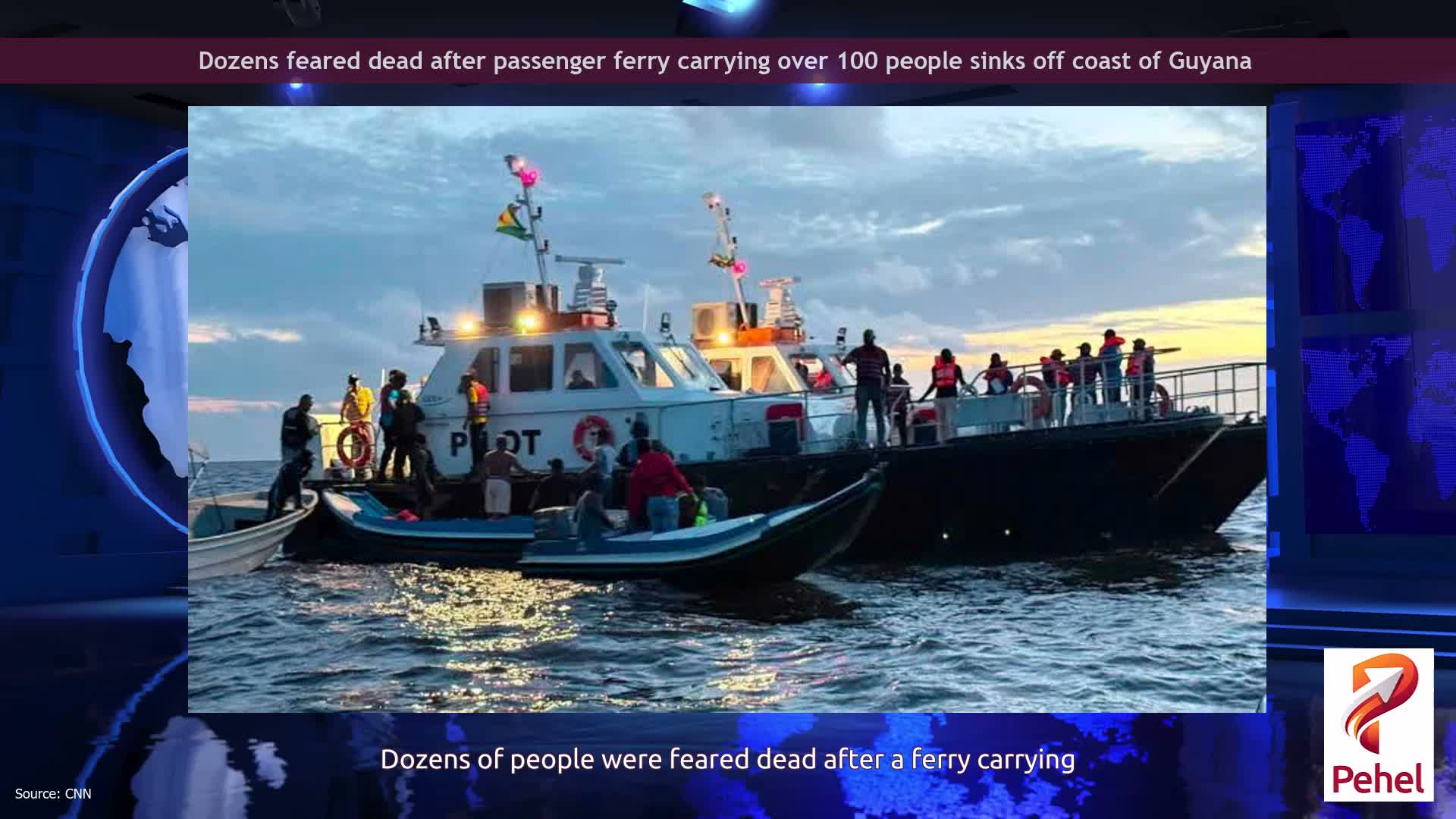 Dozens feared dead after passenger ferry carrying over 100 people sinks off coast of Guyana