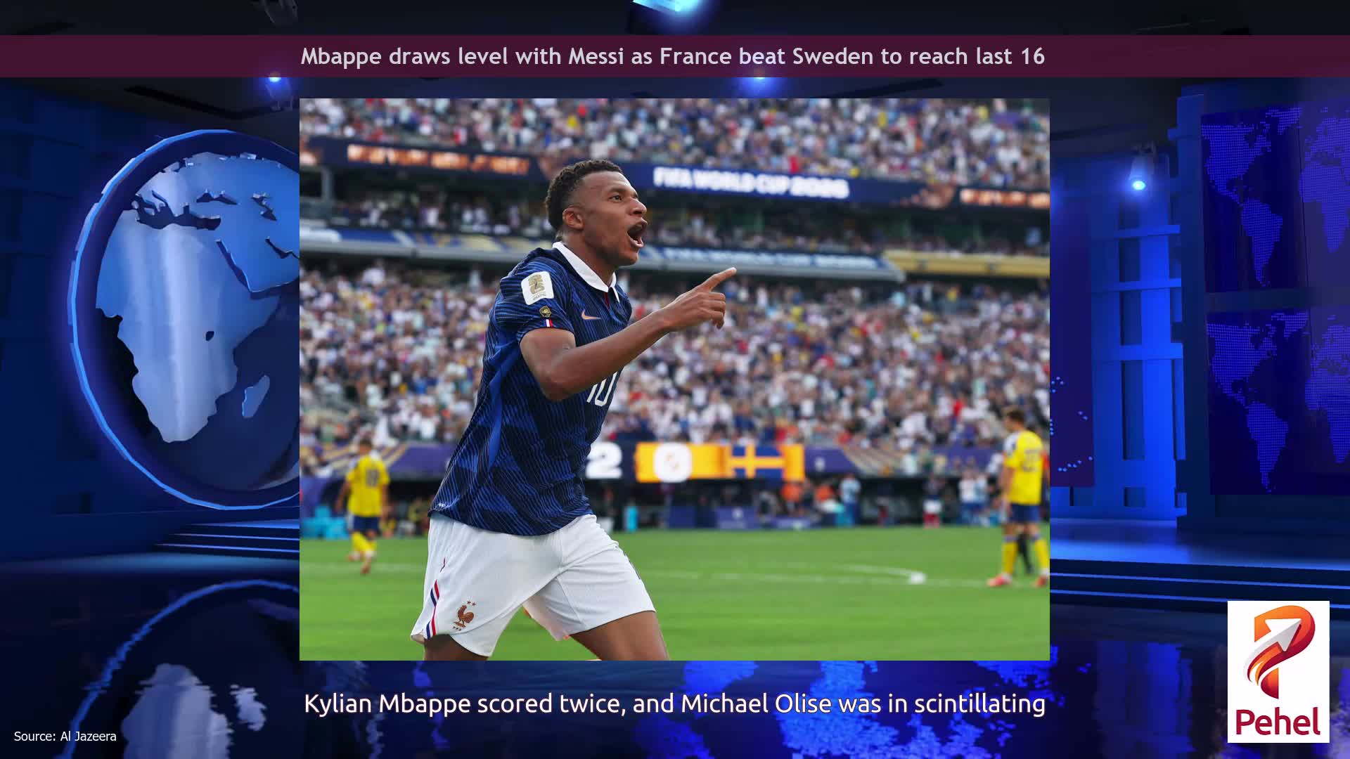 Mbappe draws level with Messi as France beat Sweden to reach last 16