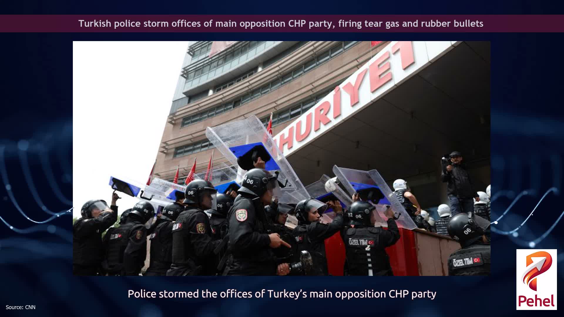 Turkish police storm offices of main opposition CHP party, firing tear gas and rubber bullets
