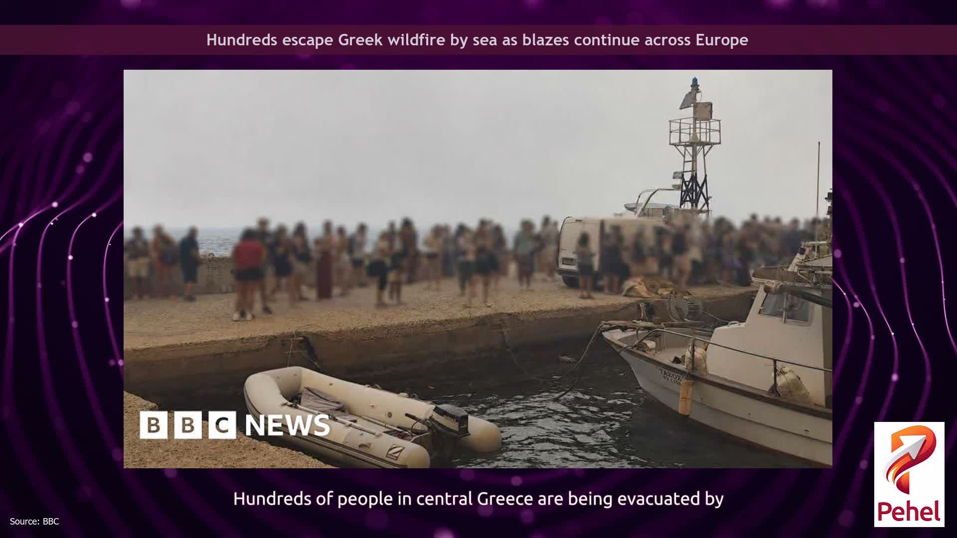 Hundreds escape Greek wildfire by sea as blazes continue across Europe