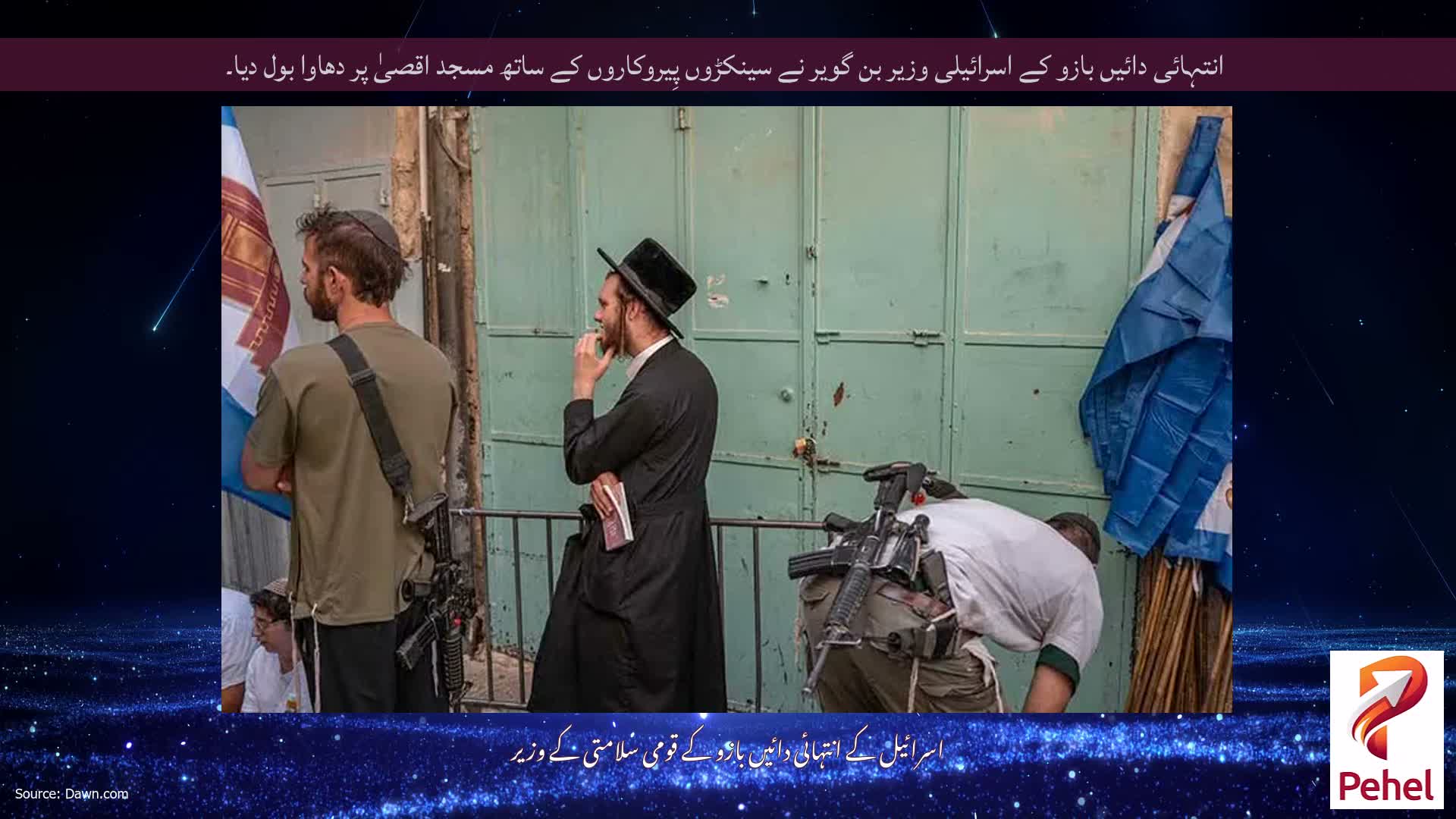 انتہائی دائیں بازو کے اسرائیلی وزیر بن گویر نے سینکڑوں پِیروکاروں کے ساتھ مسجد اقصیٰ پر دھاوا بول دیا۔