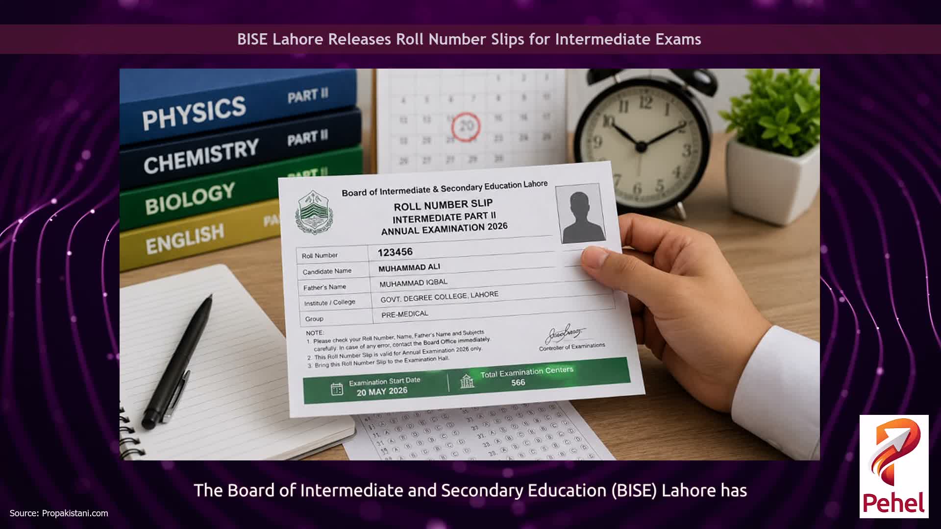 BISE Lahore Releases Roll Number Slips for Intermediate Exams